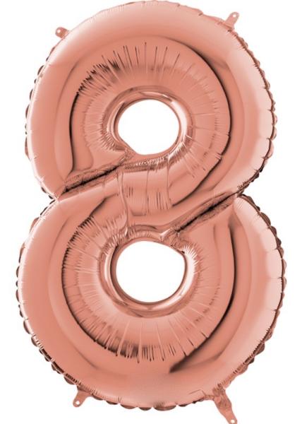 Folienballon - Zahl 8: Roségold - ø 102cm